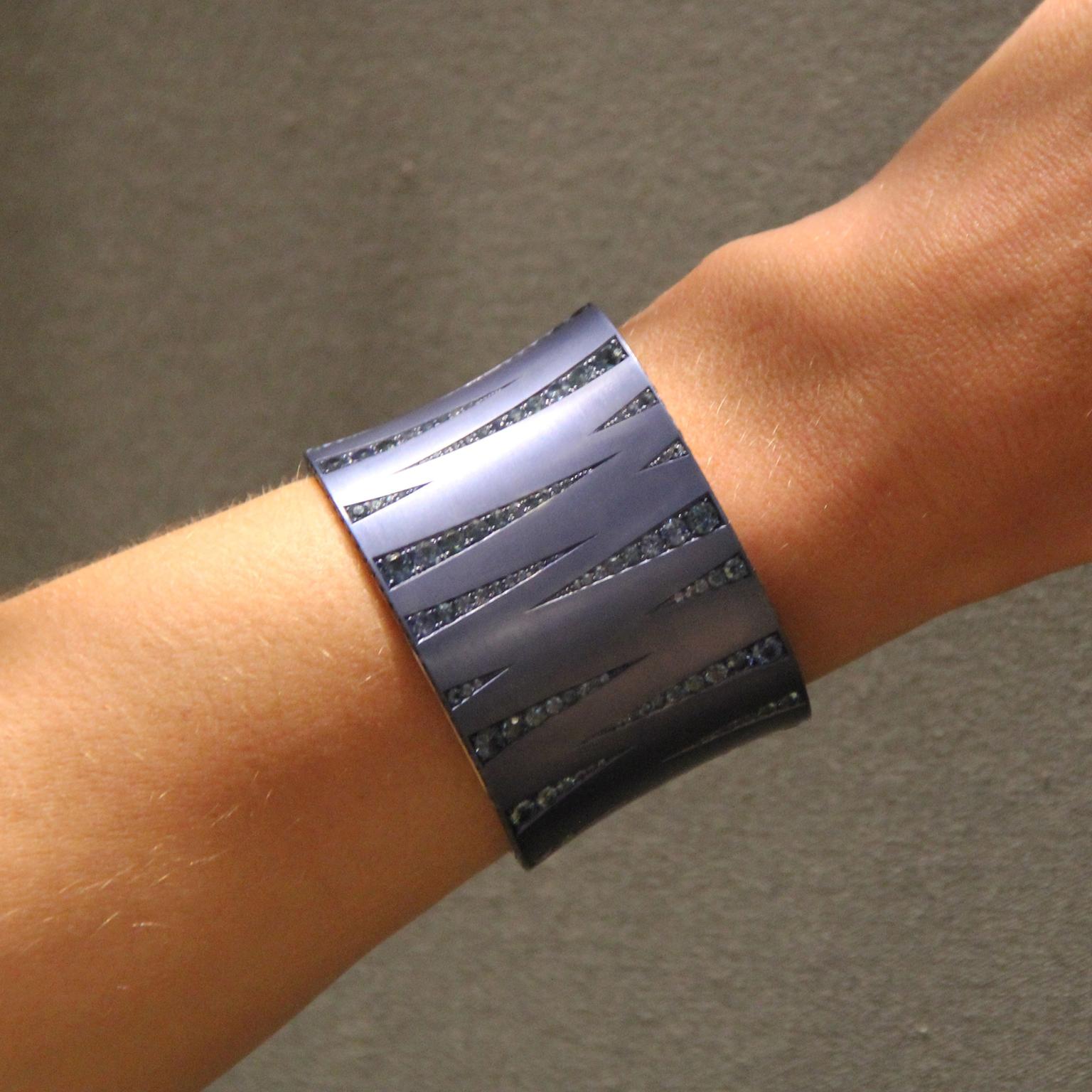 Hemmerle blue aluminium and sapphire cuff