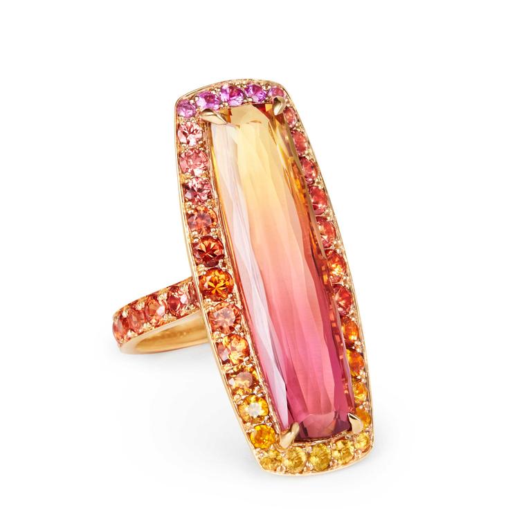 Bi-coloured Imperial topaz cocktail ring