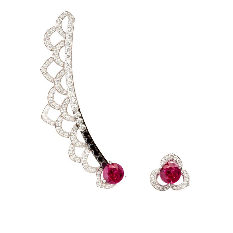 John Rubel pink sapphire and diamond ear cuff