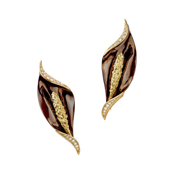 Chaumet Arum flower clip earrings