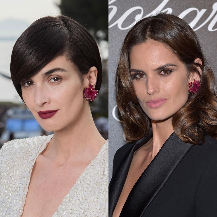 Paz Vega and Izabel Goulart wear the same Chopard ruby earrings on the red carpet at the Cannes Film Festival