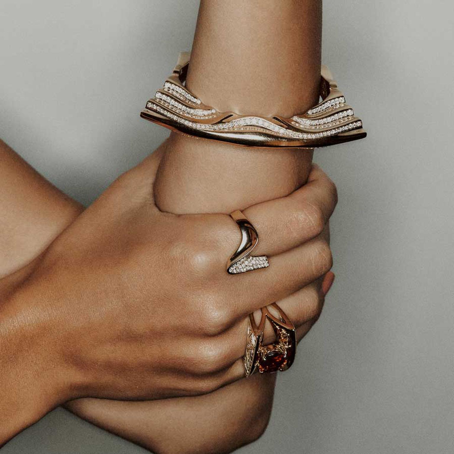 Dries Criel bespoke Lotus bracelet and rings