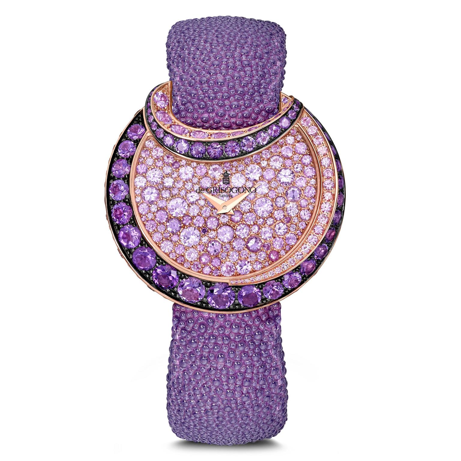 de GRISOGONO Luna watch with amethysts and pink sapphires