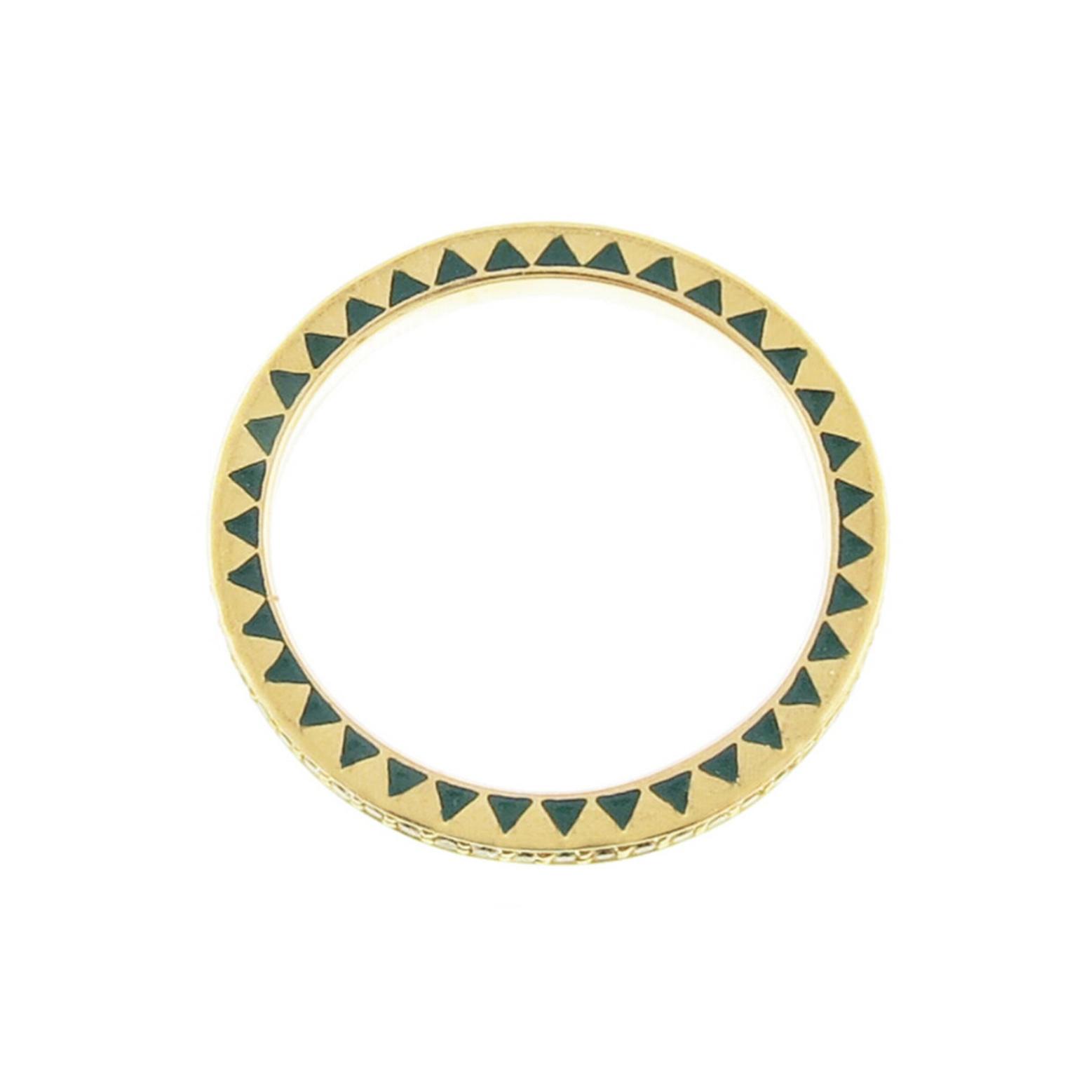 Foundrae diamond and enamel eternity ring in yellow gold