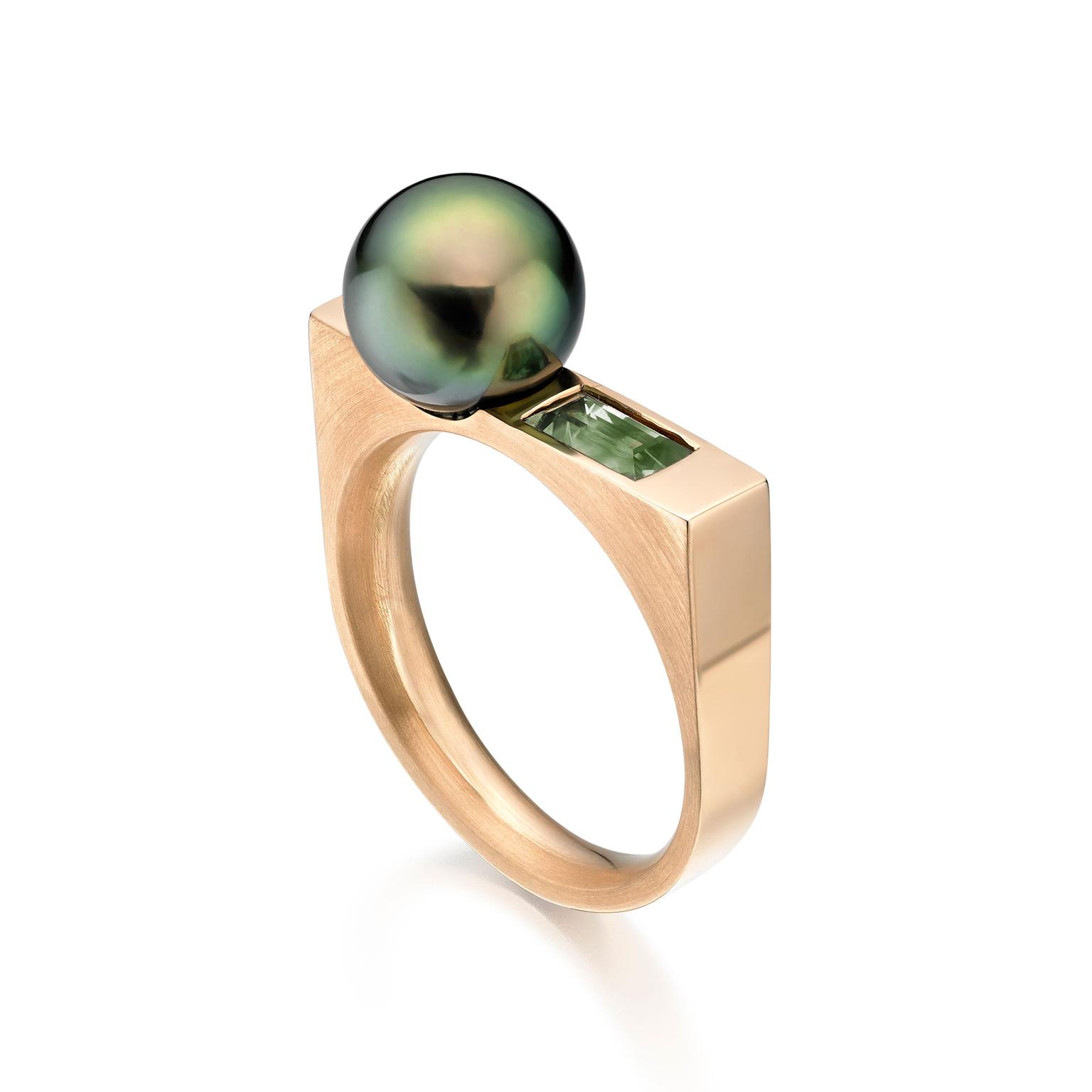 Winterson Luna Moss Tahitian pearl ring