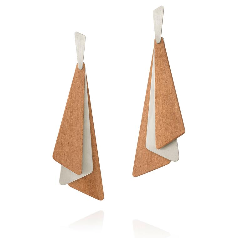 Denise Queiroz Libertat silver and wood earrings