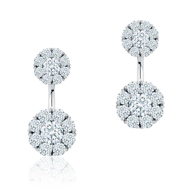 Snowflake large round diamond jacket earrings