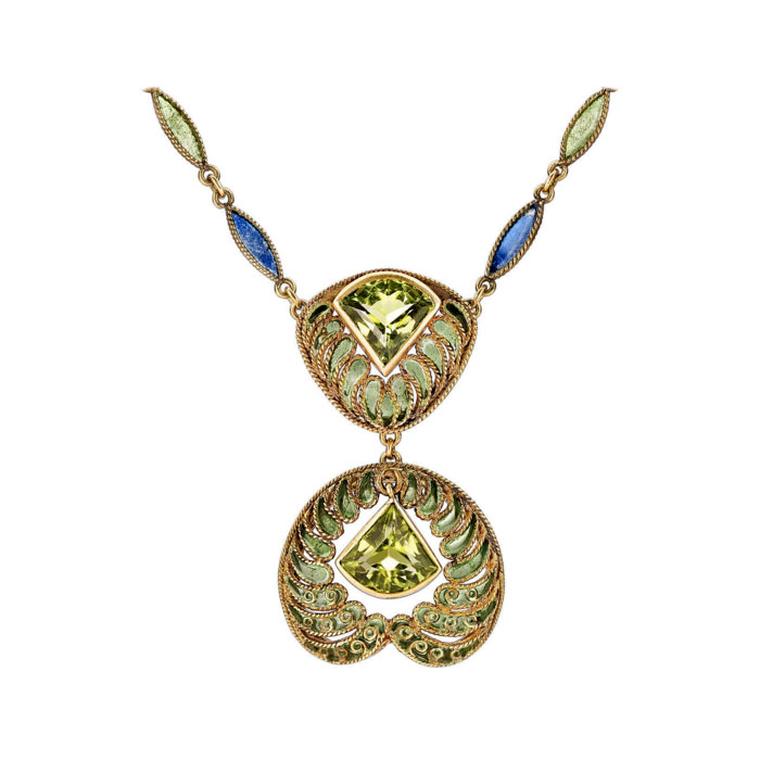 Tiffany & Co. enamel peridot necklace from 1stdibs