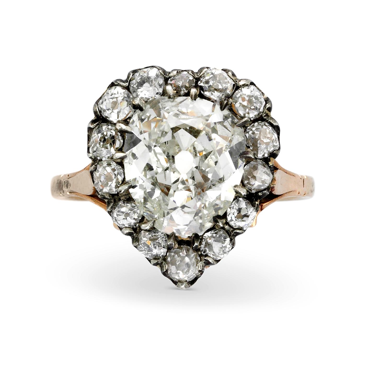 Simon Teakle single mine-cut diamond heart ring