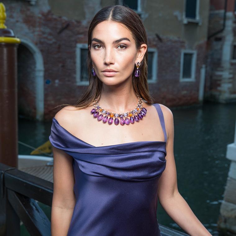 Lily Aldridge in Bulgari Festa high jewellery necklace