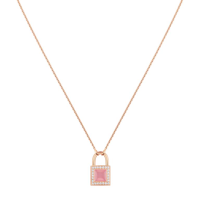 Lockit pink jadeite pendant with diamonds