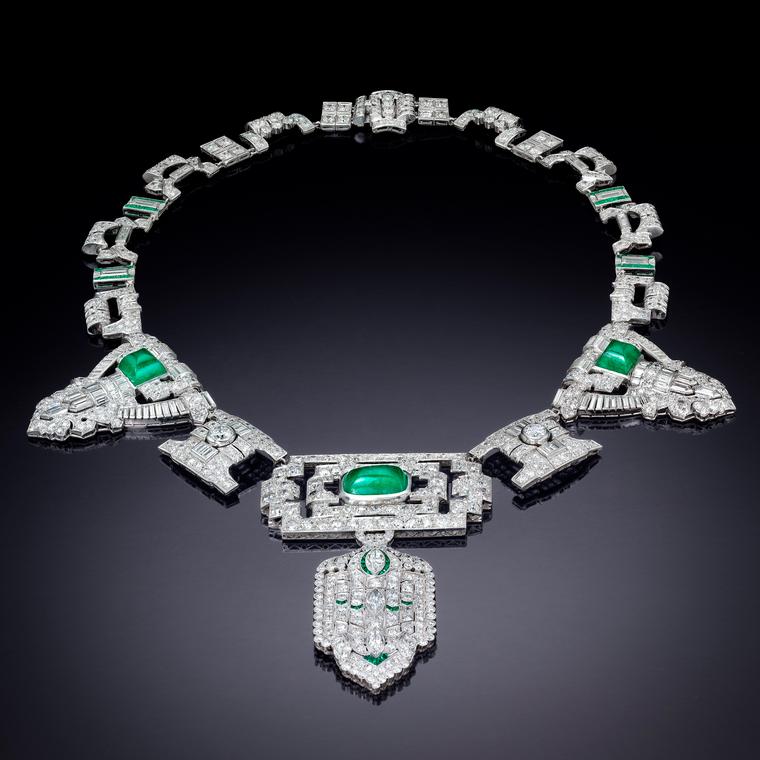 Jackie Collins' emerald, diamond and platinum necklace