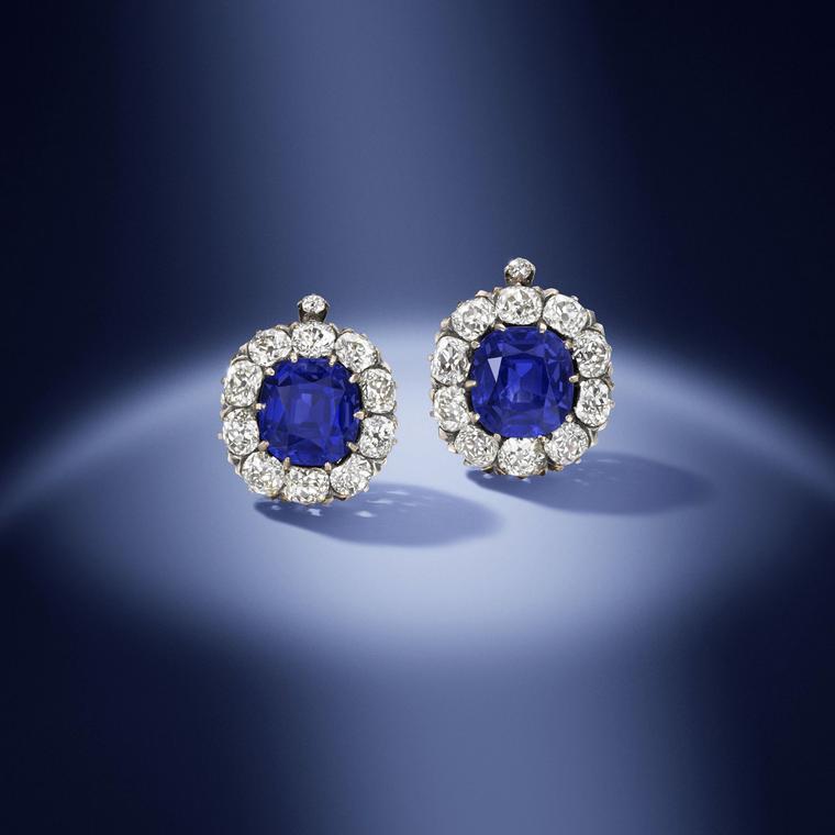 19th century Kashmir sapphire earrings