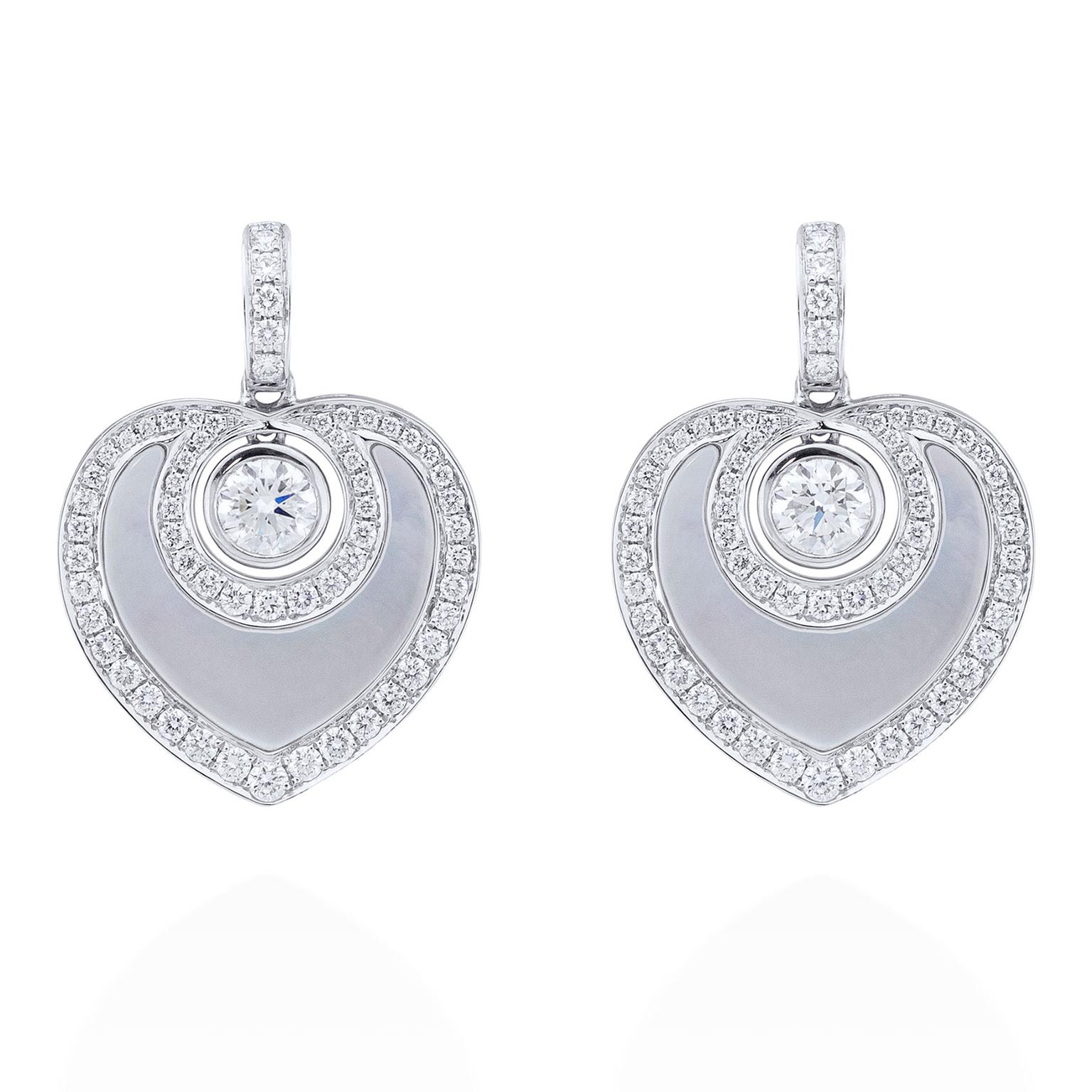 Boodles Sophie platinum, diamond and grey mother-of-pearl earrings