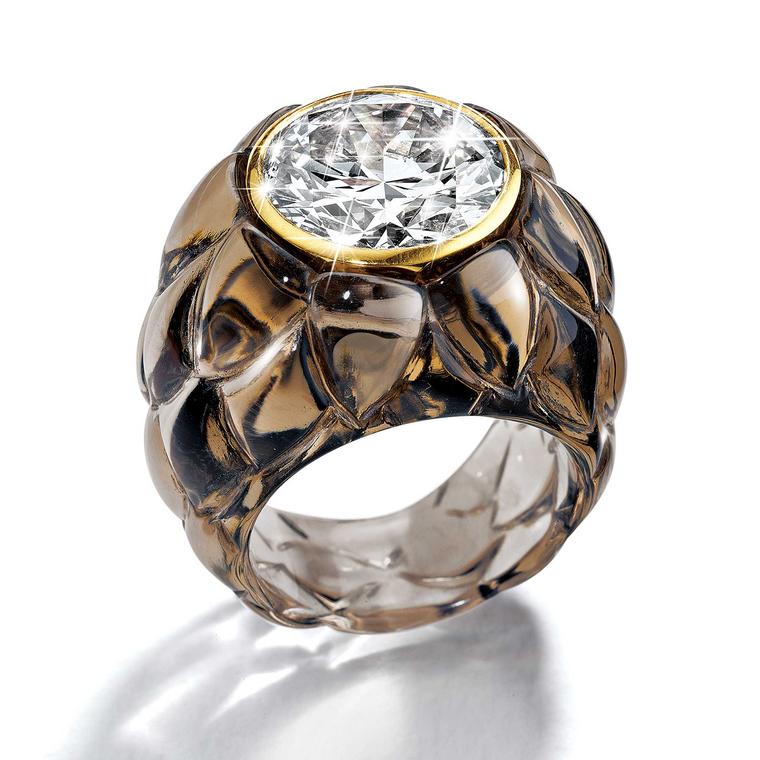 Suzanne Belperron Artichoke smoky quartz ring