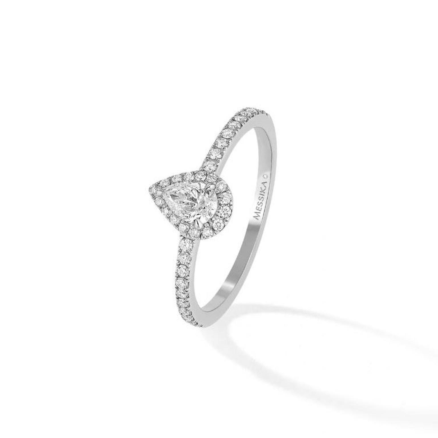 Messika Joy pear-shape solitaire engagement ring