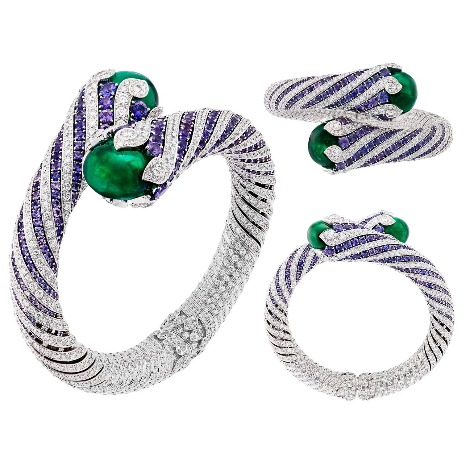 Van Cleef & Arpels Twist Émeraude violet sapphire and emerald high jewellery bracelet