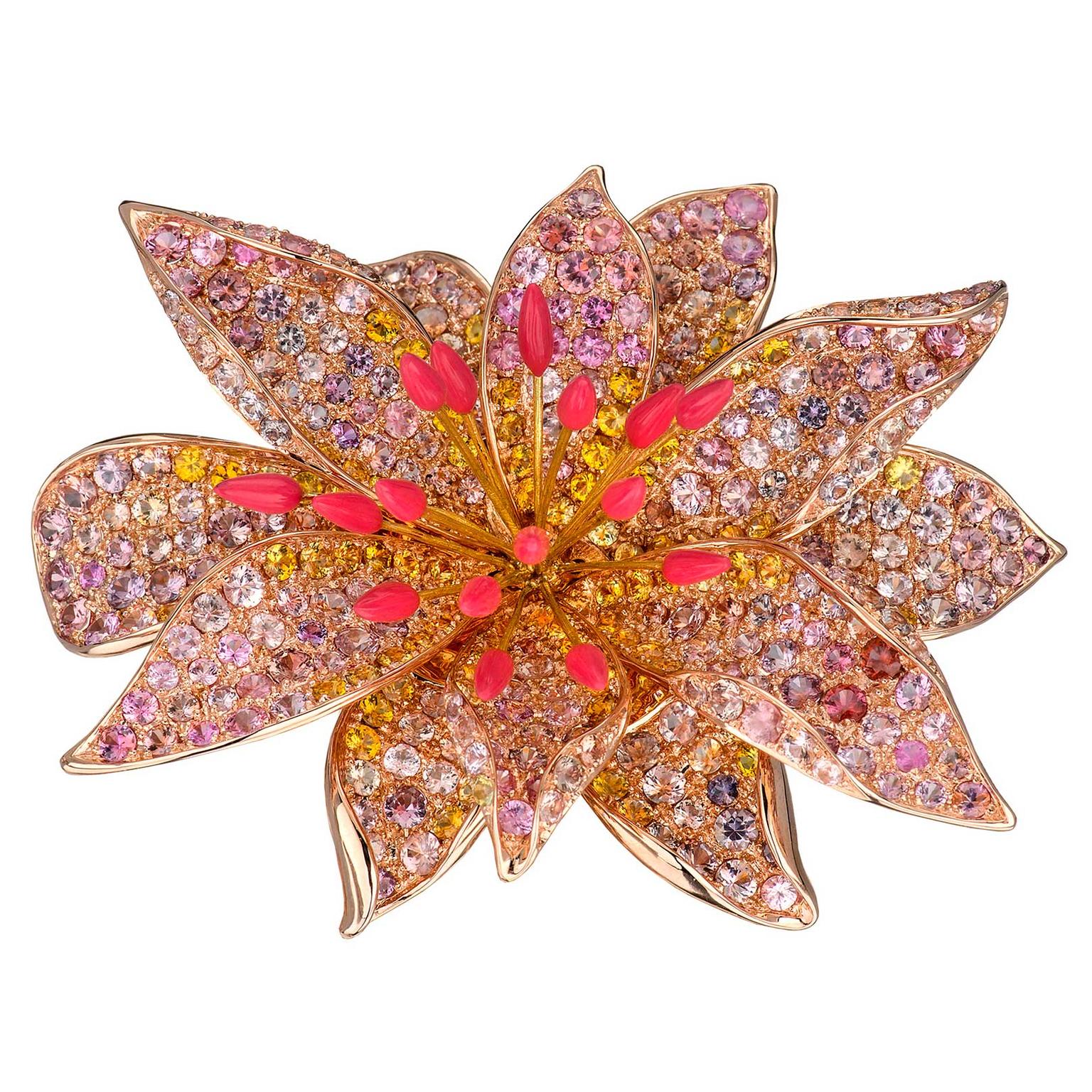 Paula Crevoshay Bitterroot brooch with Montana sapphires