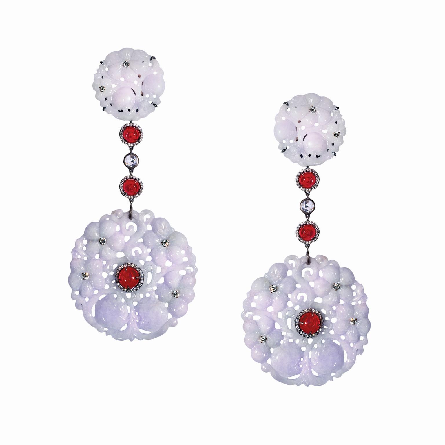 Suzanne Syz Empress Garden coloured jade earrings