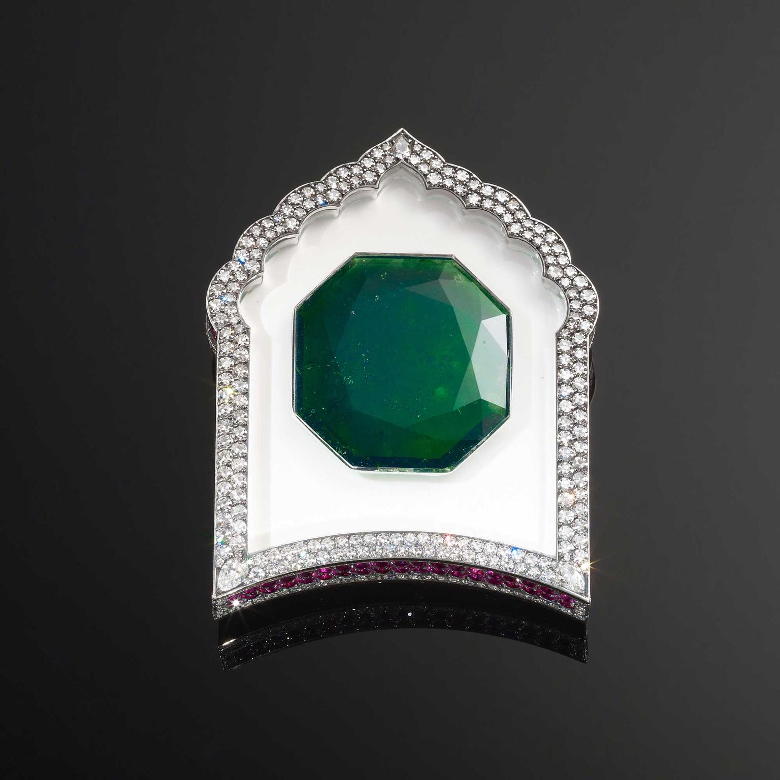 JAR emerald brooch, on show at the Bejewelled Treasures exhibition at the V&A