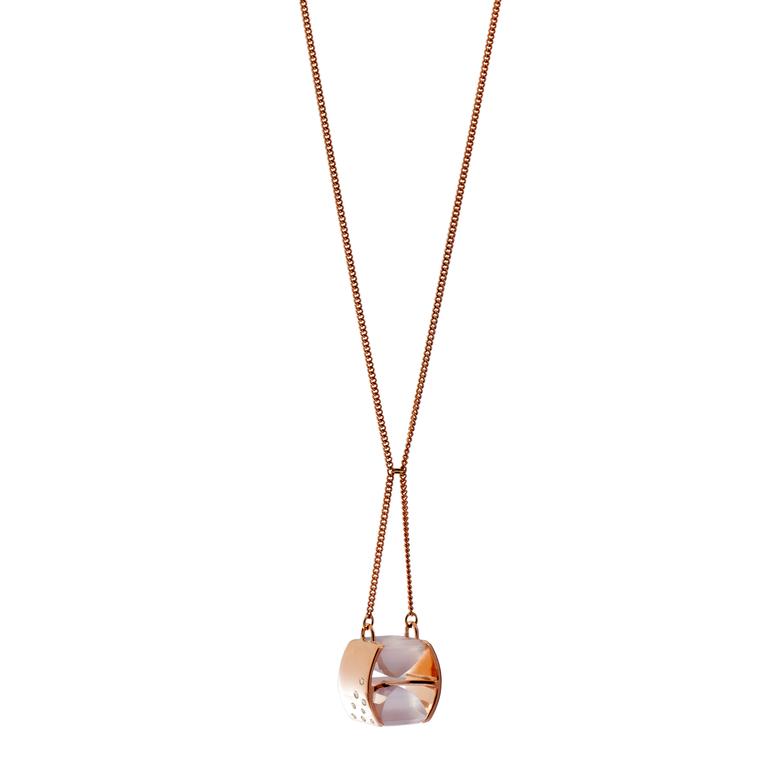 Hyperbola rose quartz necklace