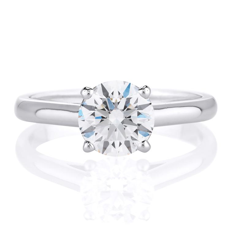 De Beers DB Classic 1ct round diamond engagement ring in platinum
