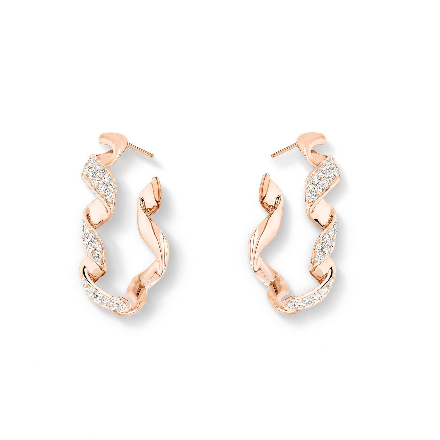 Dior Archi pink gold diamond earrings