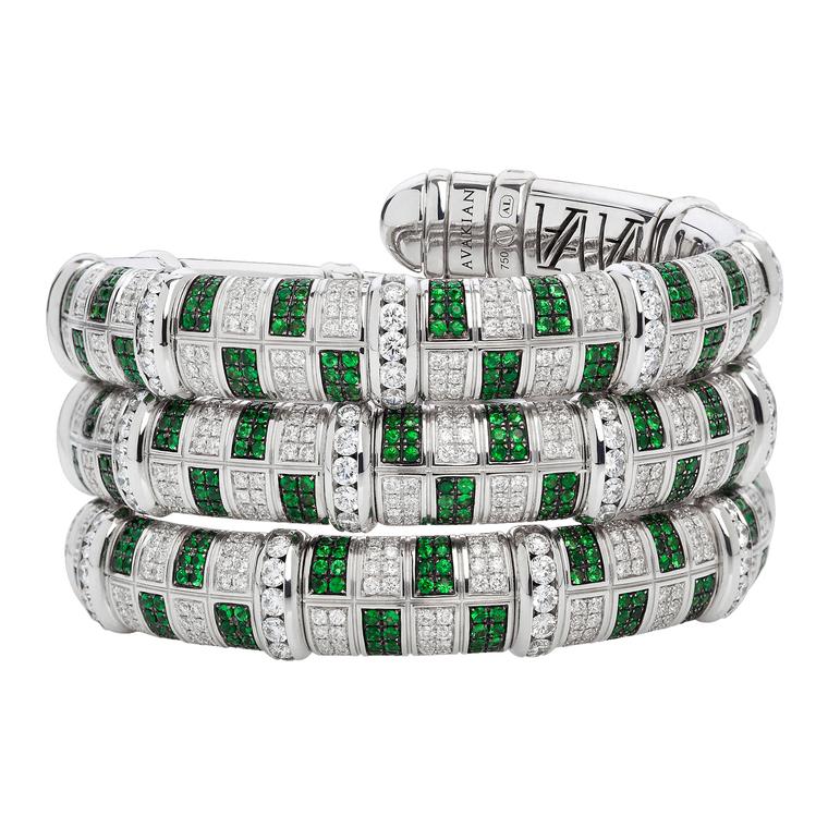 Avakian diamond and tsavorite Victory bracelet