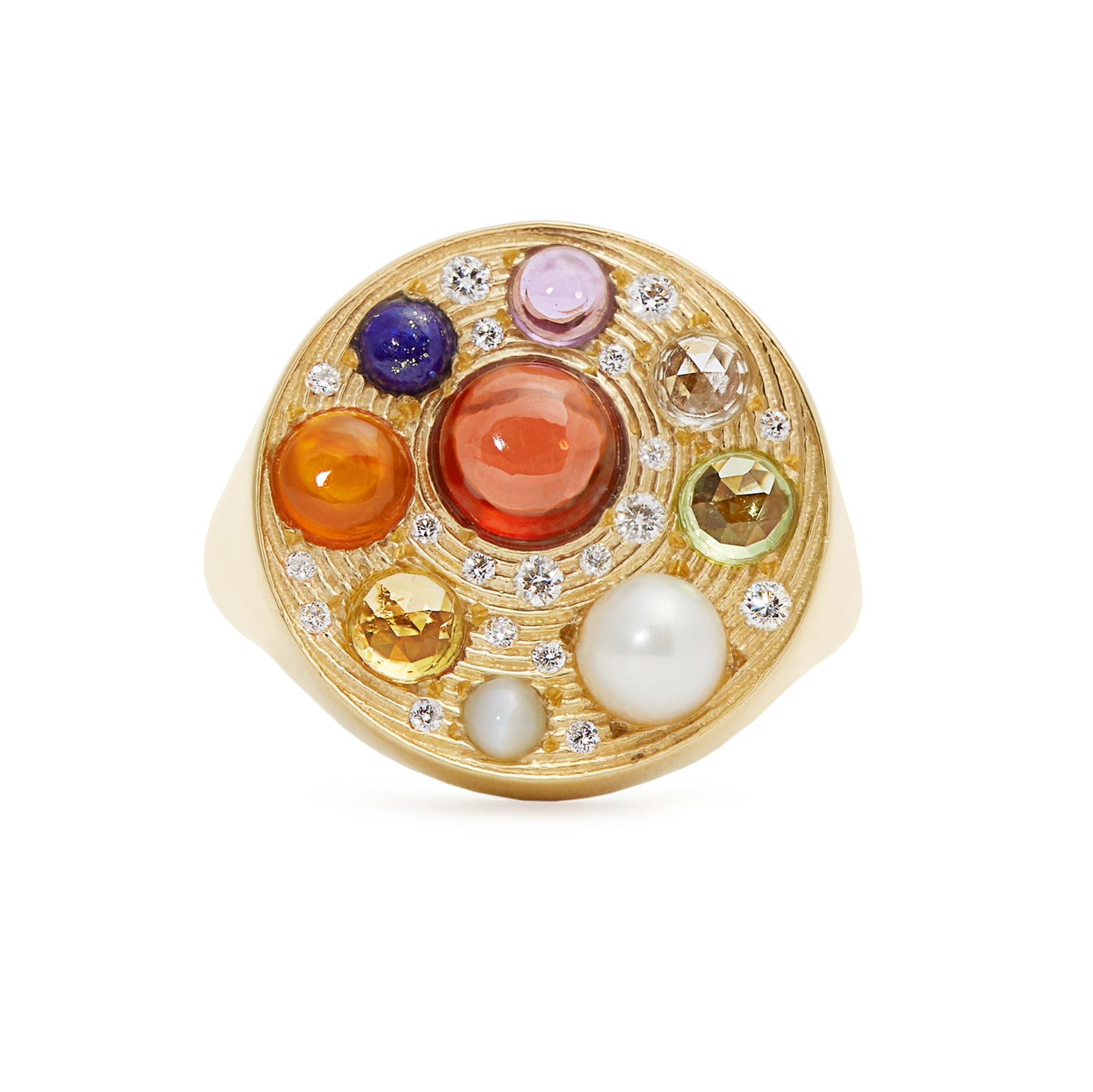 Noor Fares gold and gemstone signet ring
