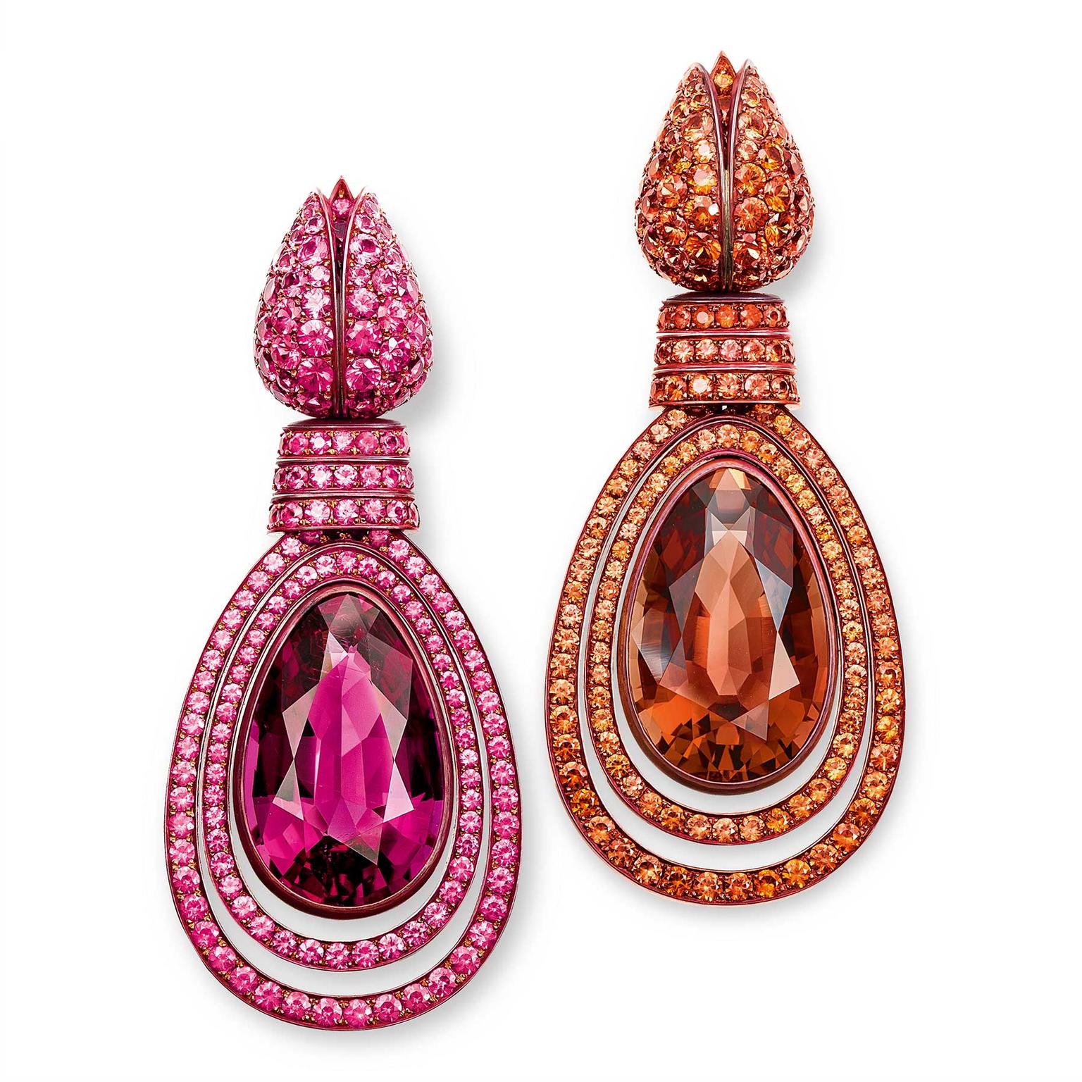 Hemmerle tourmaline and rubellite earrings