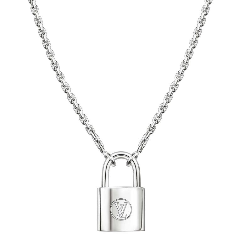 vuitton silver lock necklace