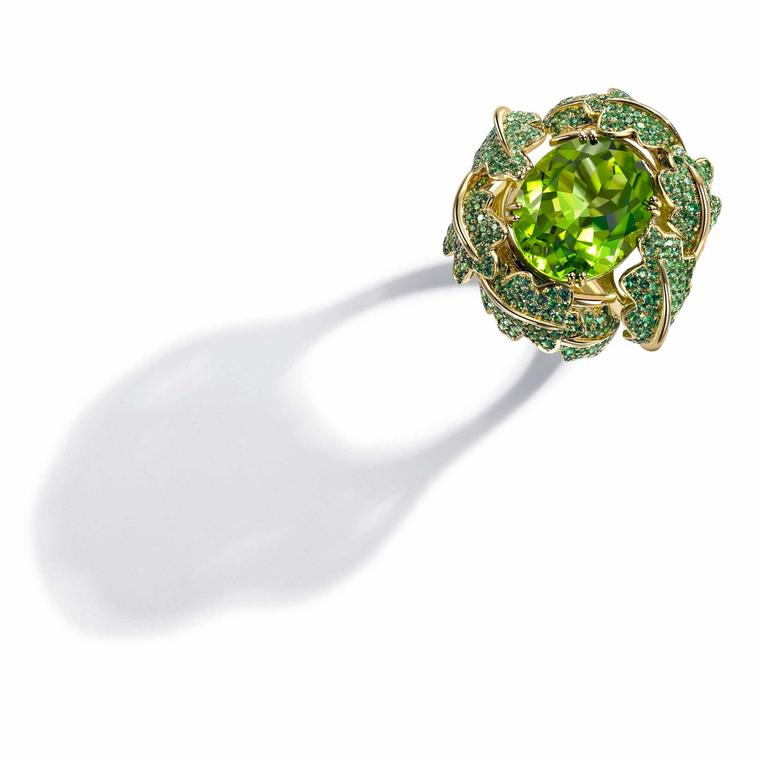 Asprey Oak Leaf peridot ring