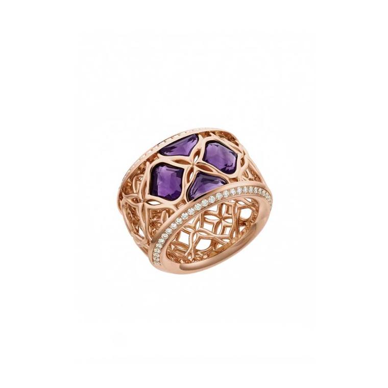 Chopard Imperiale lace ring in 18ct rose gold with amethyst and diamonds