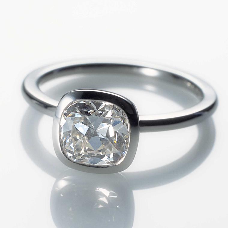 Cox + Power bespoke cushion-cut diamond engagement ring