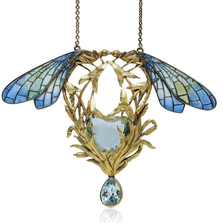 Vican ART NOUVEAU GLASS AND ENAMEL PENDANT