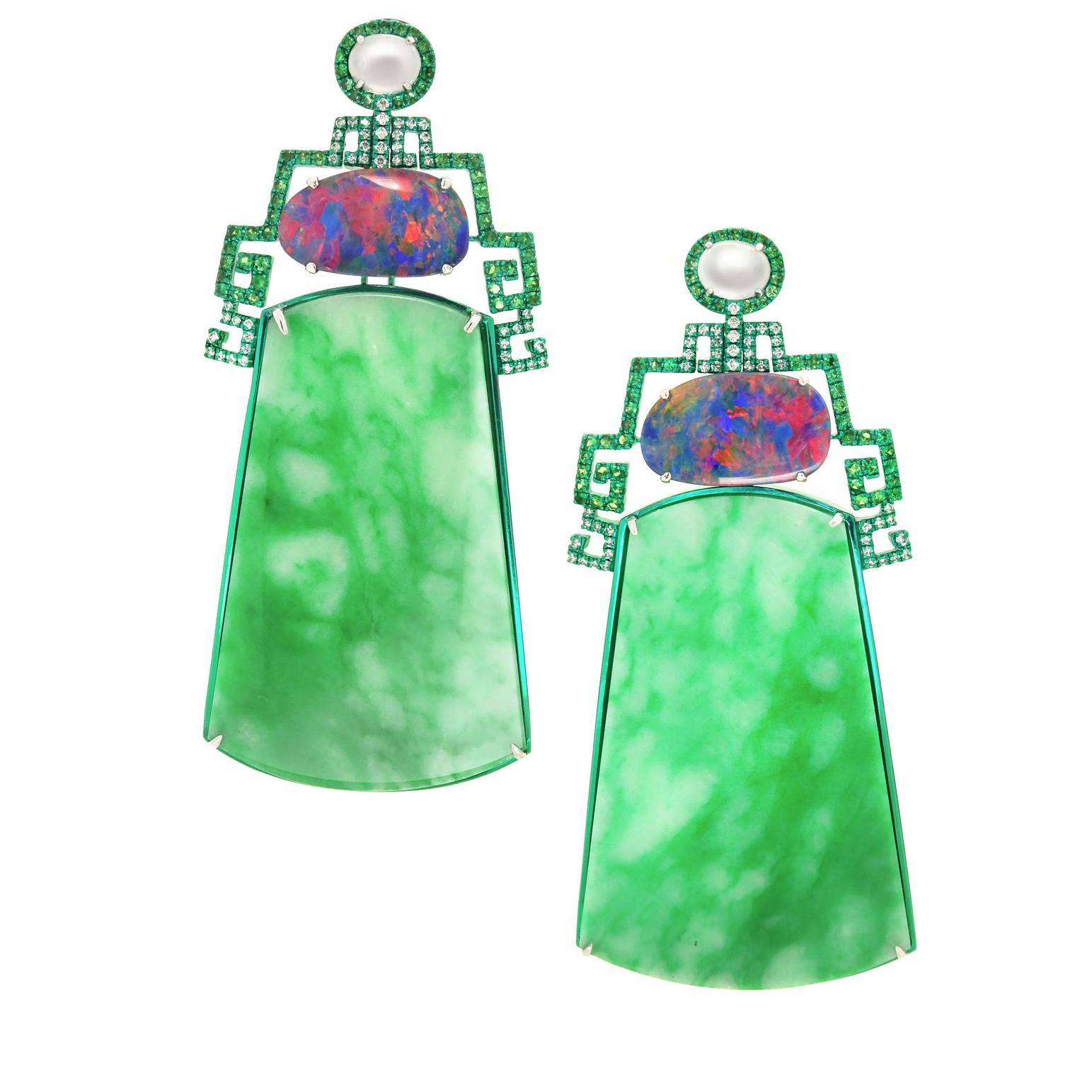 The Screen of Jadeites earrings from Austy Lee