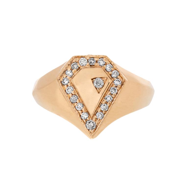Jacquie Aiche diamond and yellow gold signet ring