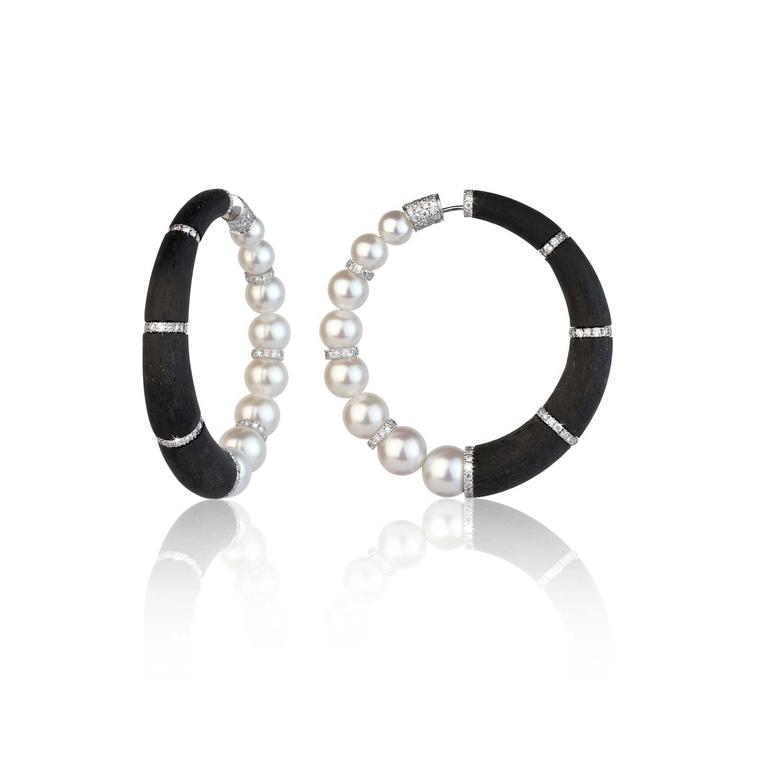 Fabio Salini Cerchi pearl and carbon fibre earrings