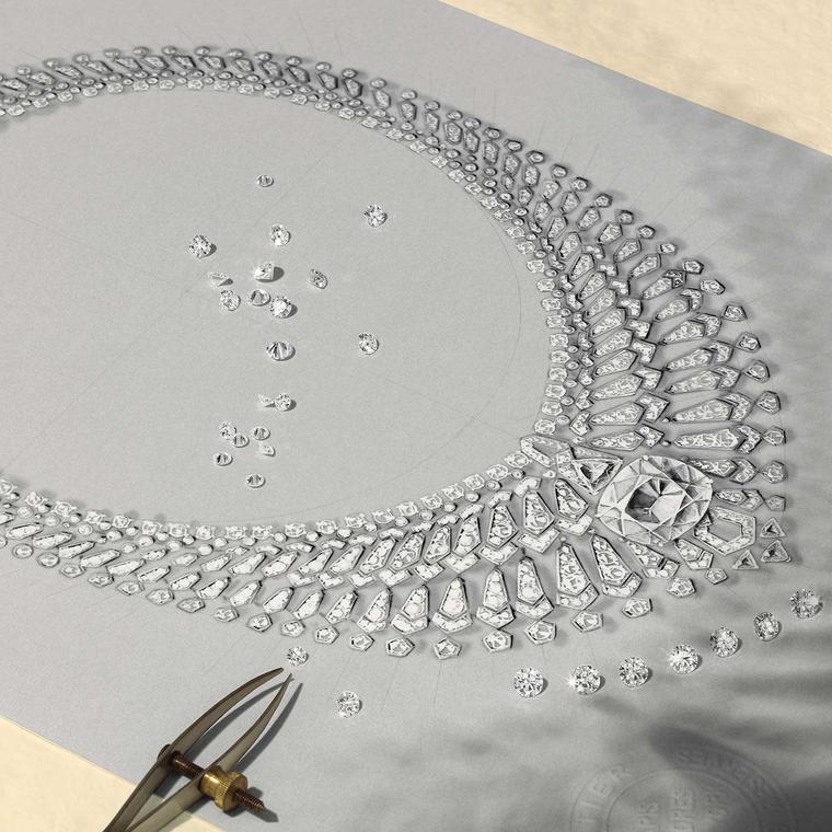 Cartier Étourdissant high jewellery diamond necklace sketch