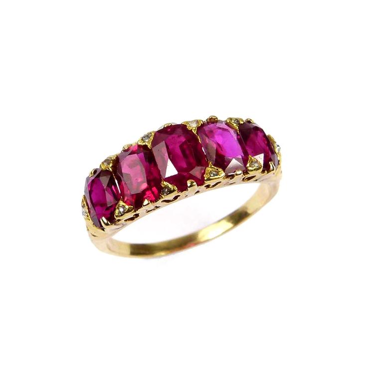 SJ Phillips five-stone Victorian ruby ring