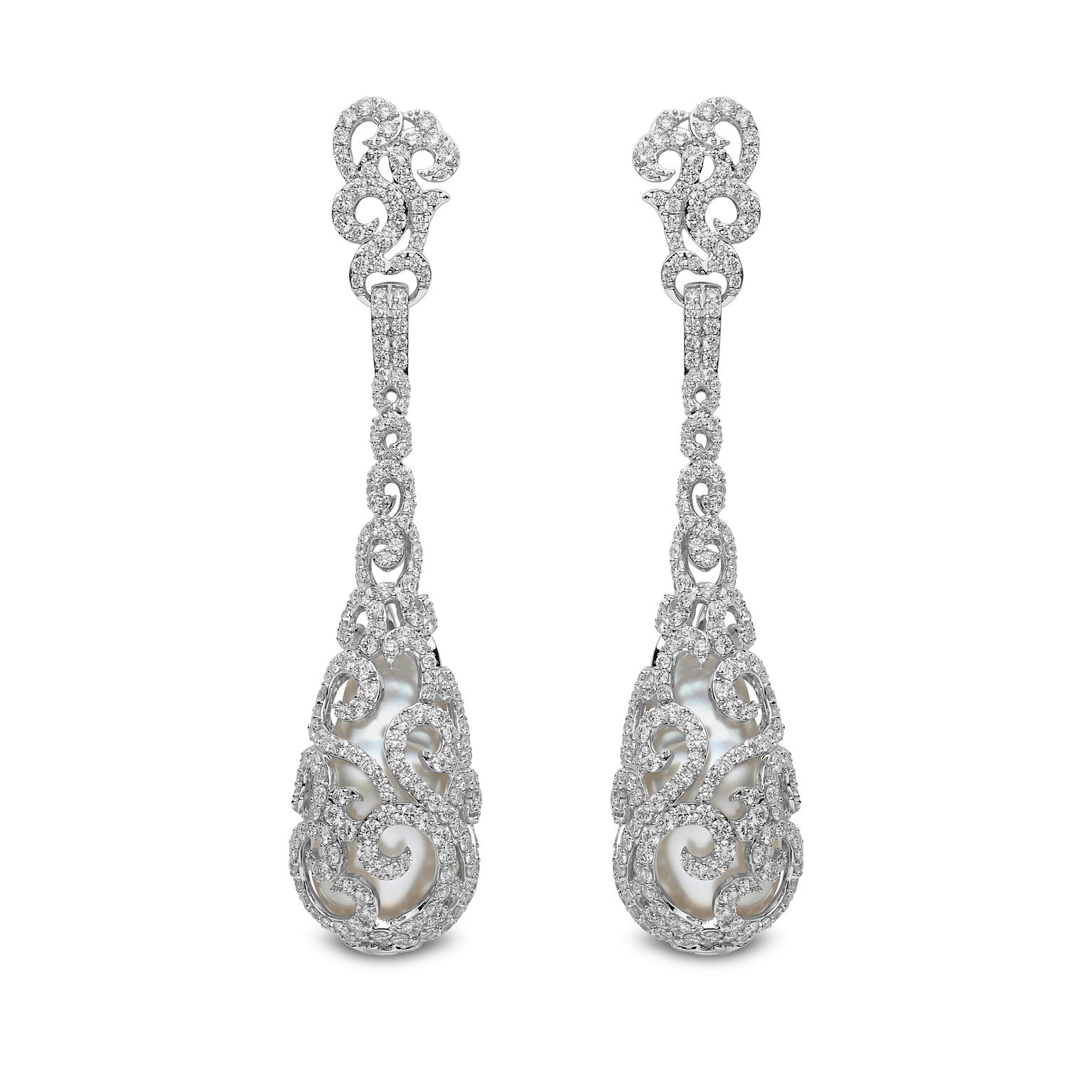 YOKO London diamond and pearl earrings