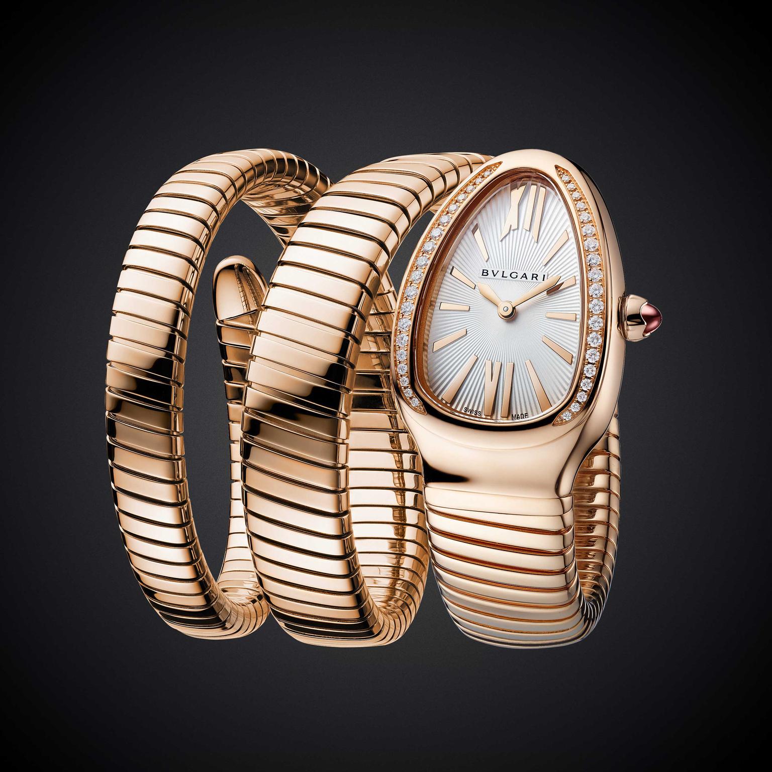 Bulgari Serpenti Tubogas double coil ladies watch in pink gold
