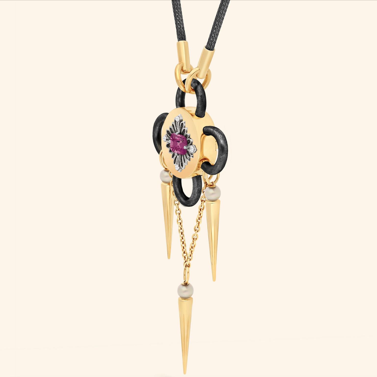 Bolt necklace with spinel by Rouvenat