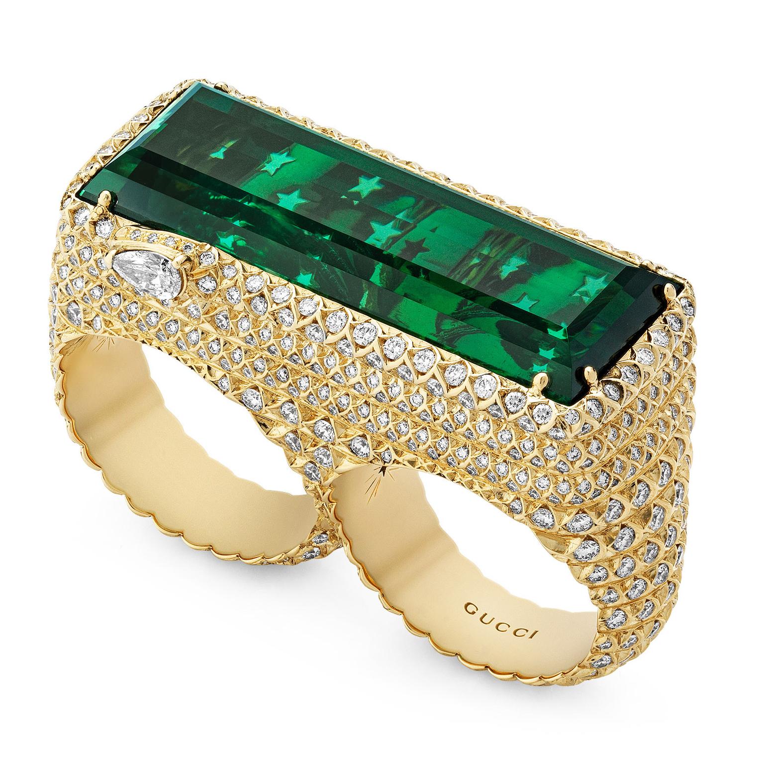 Hortus Deliciarum high jewellery two-finger ring by Gucci 