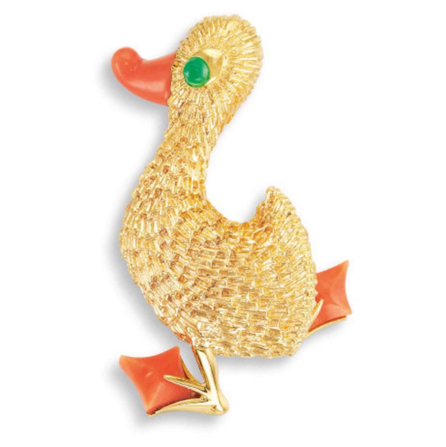 Lot 623: Duck brooch from Van Cleef & Arpels presented at Phillips Live Auction on 8 July 2020.