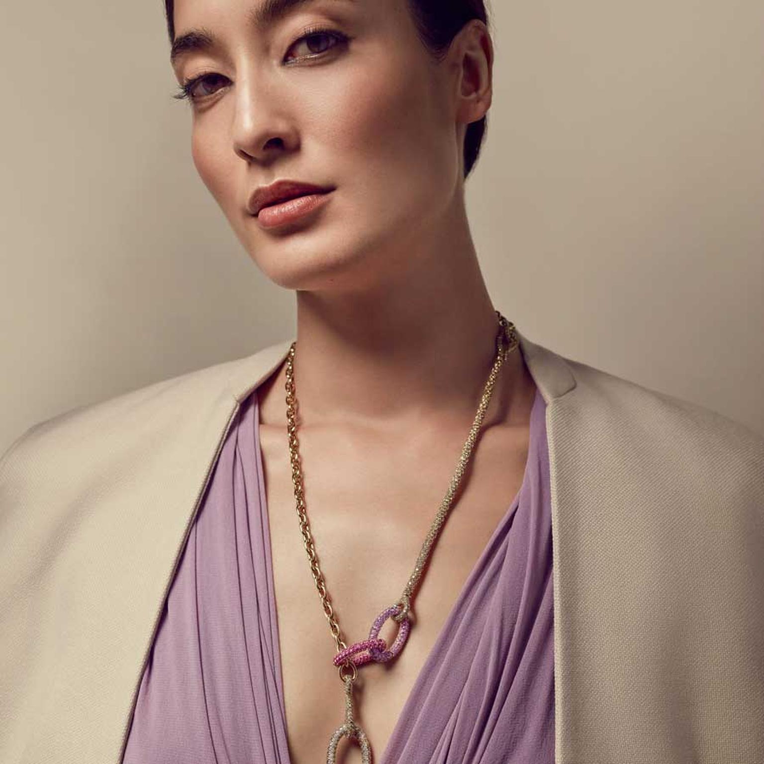 Vescovi Milano Odea Euridice suite on model as necklace