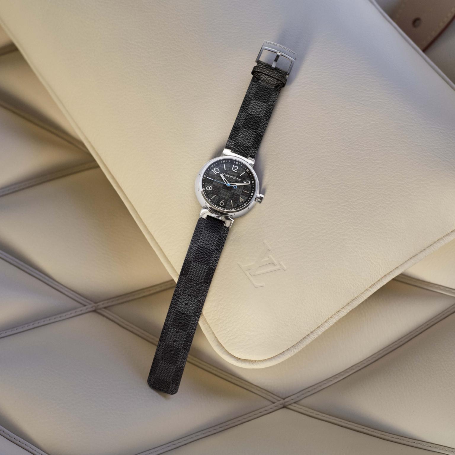 Louis Vuitton Tambour Damier Graphite, Silver