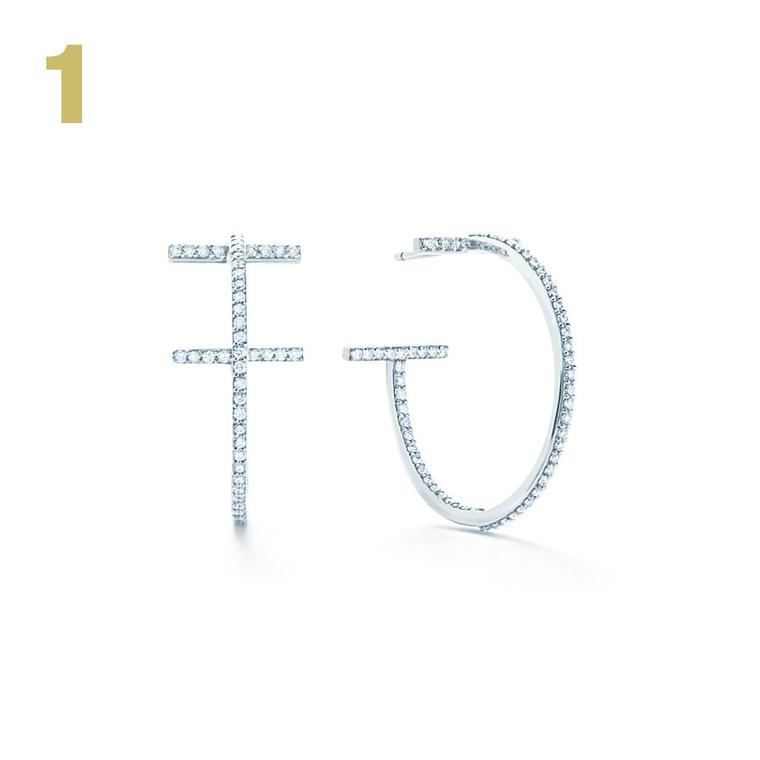 Tiffany T white gold and diamond hoop earrings
