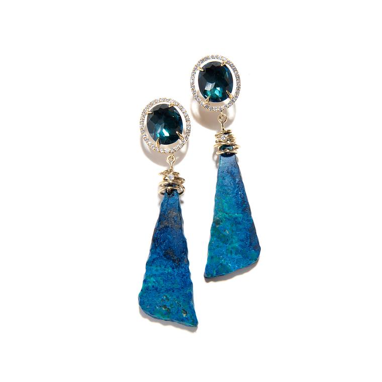 London blue topaz and azurite earrings