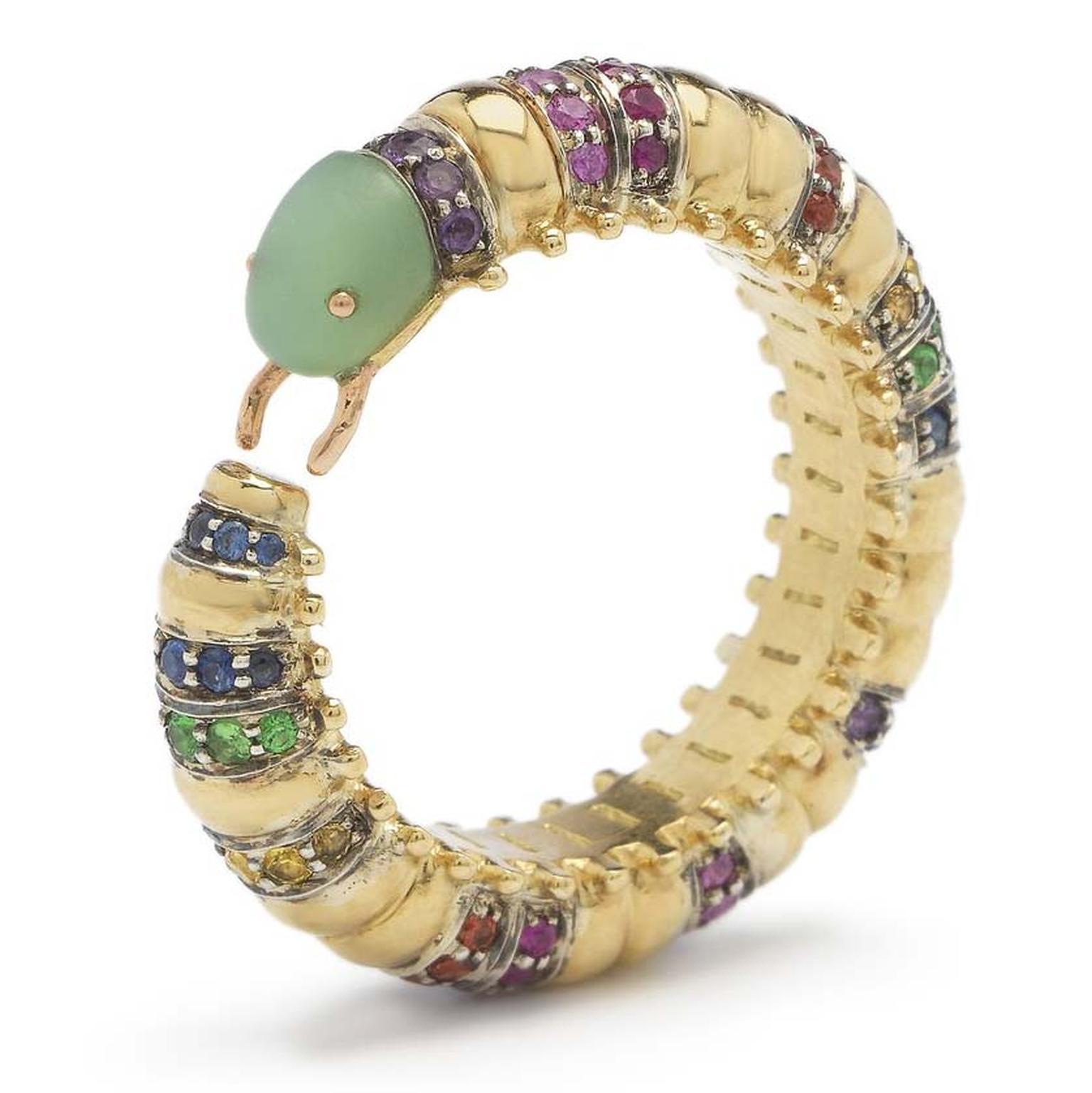 Bibi van der Velden rainbow Millipede ring